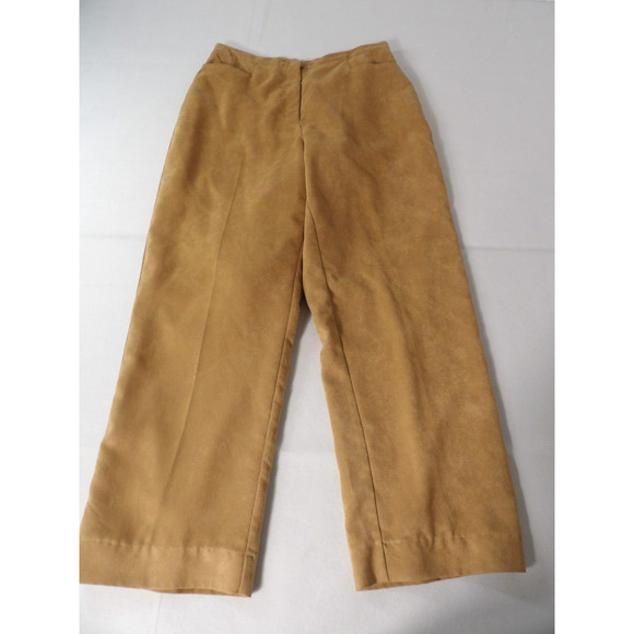 Worthington Womens Trousers Sz 12 Faux Suede Brown Pleated Hi Waist Straight Leg - Picture 8 of 16